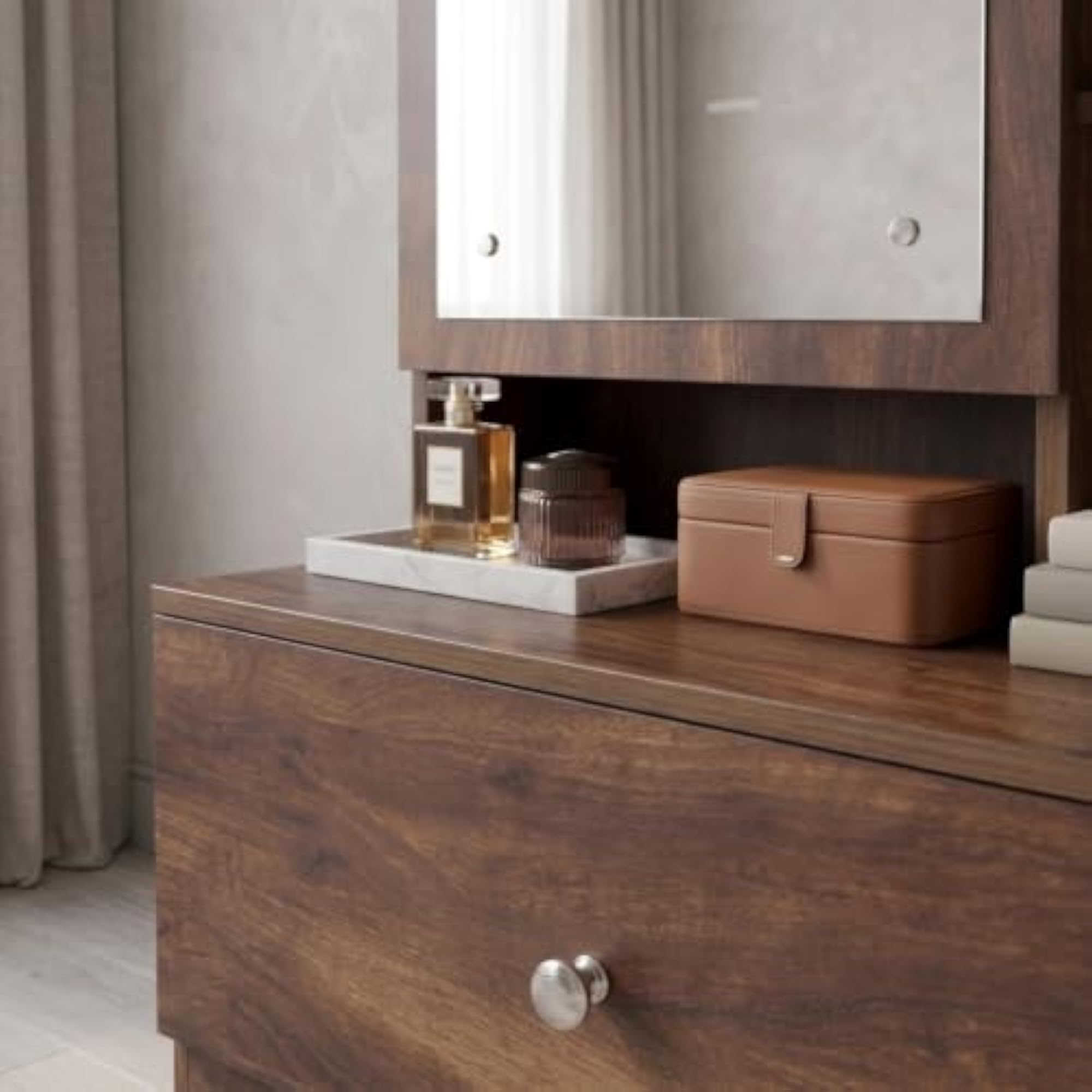 Furniture Rainforest Brown Dressing Table with Mirror