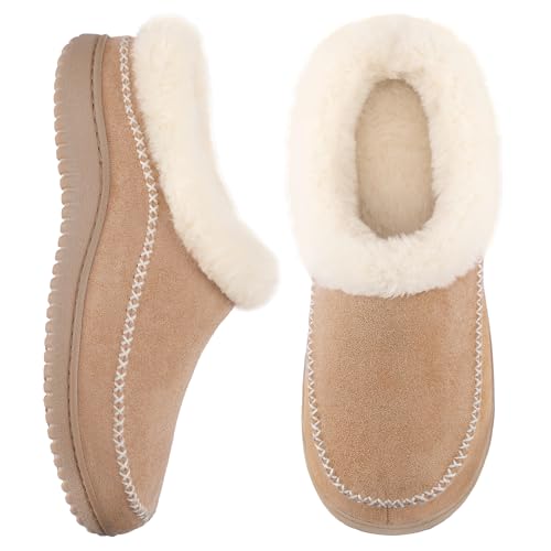 Zigzagger Women's Moccasin Slip-On Fuzzy Slippers -...
