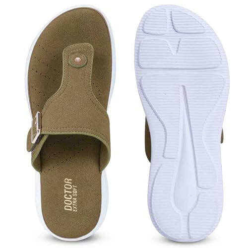 Image of DOCTOR EXTRA SOFT Women's Ultra Lightweight Slippers /Flip-Flops with Memory Foam Cushion | Stylish & Comfortable | Casual & Fashion| Diabetic & Orthopedic Synthetic Slip-on Sandals Ladies /Girls D-621