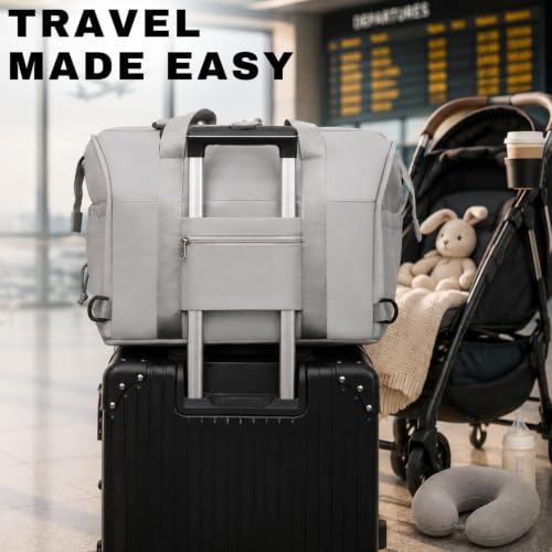 Image of Winnies Baby Bag for Mother Travel /Diaper Bag for New Born Baby with Light Weight and Portable Design | Tote Hospital Bag for Mom Sling Backpack Lugguage Maternity Handbags (Pink-Grey)