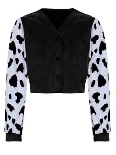 Girls Long Sleeve Button Down Cow Print Fringed Cowgirl Jacket Short Coat Kids Cowboy Dress Up3