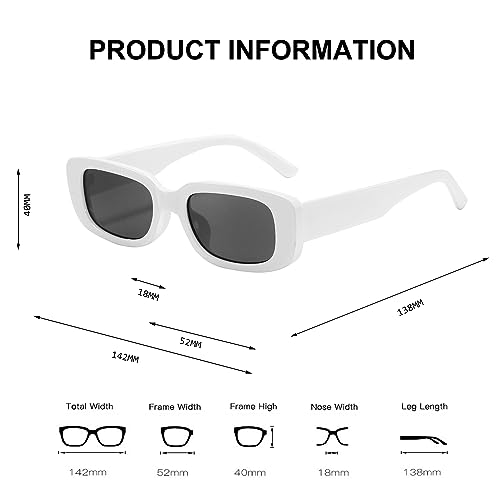 Image of BUTABY Rectangle Sunglasses for Women Retro Driving Glasses 90's Vintage Fashion Narrow Square Frame UV400 Protection