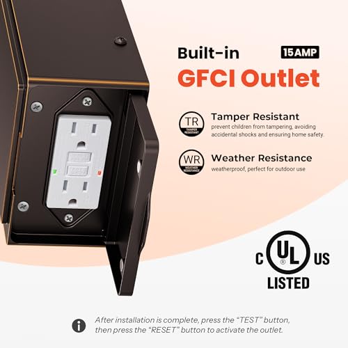 Image of Gleamz Motion Sensor Front Porch Light with Outlet, Oil Rubbed Bronze Outdoor Light with GFCI Outlet, Exterior Sconce Light with Adjust Sensitivity, Garage Lights Wall Lantern for Coach, Balcony, Home