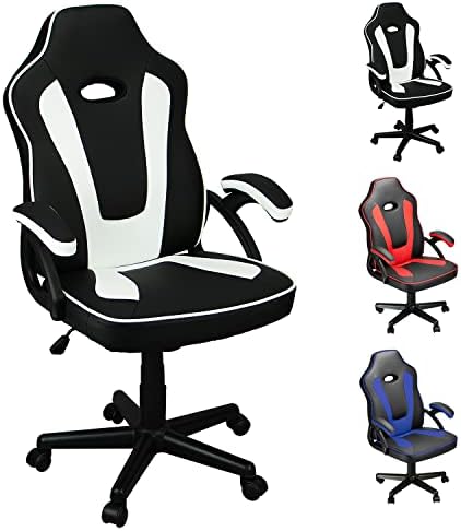Ninecer Office Desk Chairs, Gaming Chair Office Chairs Clearance, Computer Chair with Padded Armrests and Height Adjustment Video Game Chairs for Teens (White)…