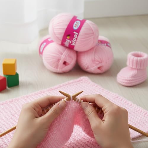 Image of M.G ENTERPRISE 100% Acrylic Wool Pink 10 Pc Baby Wool 4 ply -VB Art-HA