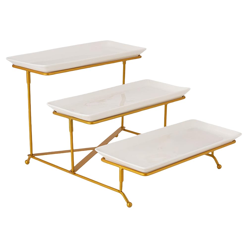 Set di 3 ripiani con vassoio per esposizione di cibo, perfetto per feste, matrimoni ed eventi, soluzione elegante e divertente per buffet e riunioni