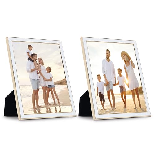 Sheffield Home Tabletop Picture Frame – Iron Enamel Decorative Display Frame for Home or Office, 8x10 Inch, White
