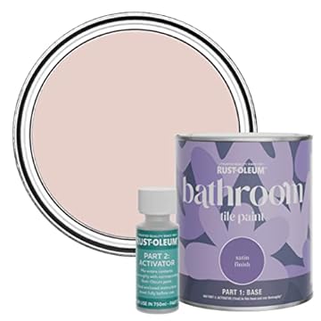 Rust-Oleum Pink Water-Resistant Bathroom Tile Paint in Satin Finish - Pink Champagne 750ml