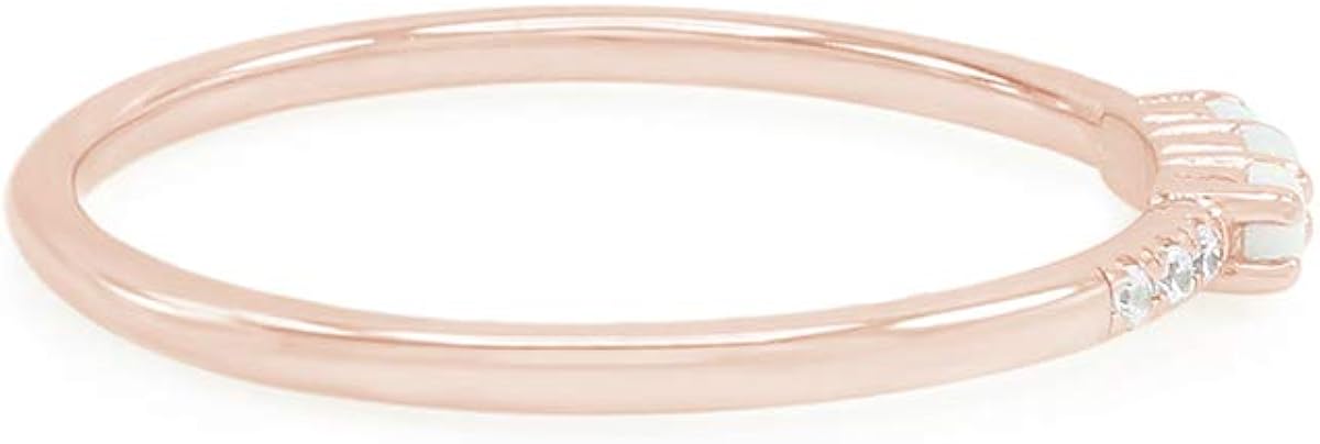 AFFY Dainty 14K Gold Over Silver Stacked Finger Band Synthetic Opal Rings Jewelry Women: Clothing, Shoes & Jewelry