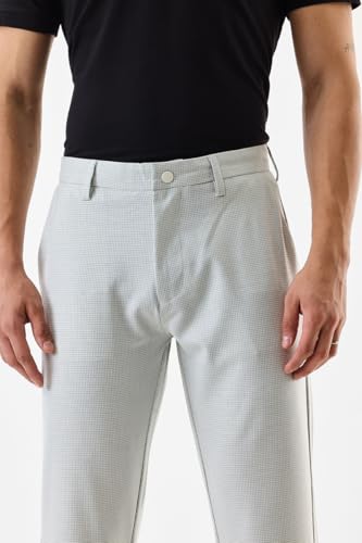 Image of SNITCH Men Chinos | Slim Fit Mid Rise Solid Pattern | Cotton Blend with Medium Stretch & Smooth Texture | Button & Zip Closure for Casual & Street Wear