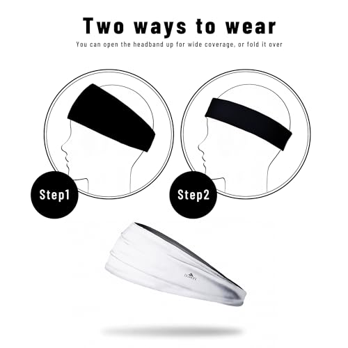 Image of Duwoni Sports Headbands for Men, Moisture Wicking Workout Headband, Sweatband Headbands for Running,Cycling,Football,Yoga,Tennis,Hiking,Hairband for Women and Men