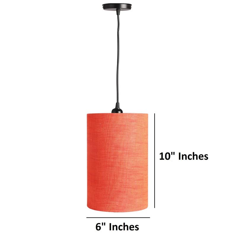 Image of Red Texture Color, Classic Pendant Cylinder Lamp Shade, Decorative Light Lamp, Hanging Spotlight with Fixture, 40Watts, Black Canopy -: Pack of 1 (6 * 10 Inches)