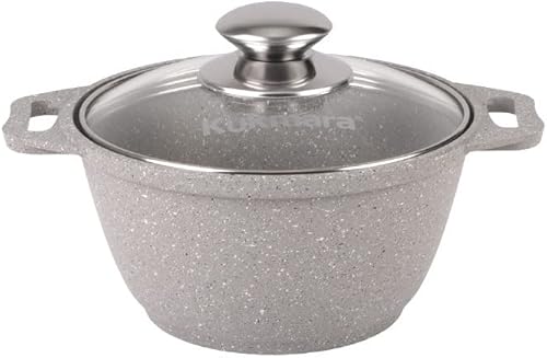 Miniatura 5 de Olla de aluminio para cocinar wok, olla antiadherente con tapa de vidrio (mármol claro) utensilios de cocina para camping, horno holandés, olla de