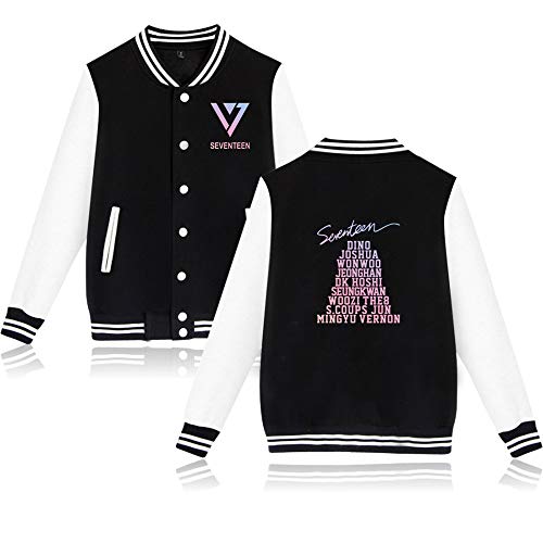 Seventeen Kpop Sweat-Shirts Veste de Baseball à Manches Longues Boutons Avant Loose Pull Impression Pullover Lâche Tops SCOUPS JEONGHAN Joshua Jun Hoshi Wonwoo Woozi DK MINGYU THE8 SEUNGKWAN Cover