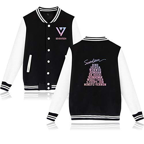 Seventeen Kpop Sweat-Shirts Veste de Baseball à Manches Longues Boutons Avant Loose Pull Impression Pullover Lâche Tops SCOUPS JEONGHAN Joshua Jun Hoshi Wonwoo Woozi DK MINGYU THE8 SEUNGKWAN