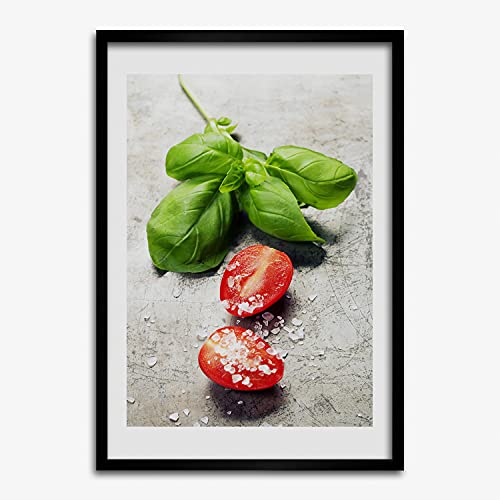 Cadre en bois 50x70 cm Tulup affiche tomates basilic pour affiche photo et tableau moderne