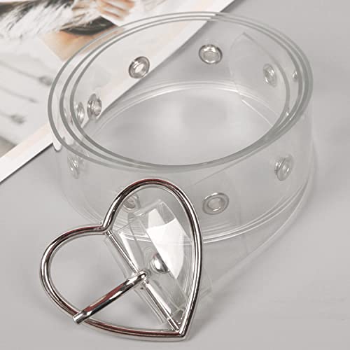 Heart Buckle Clear PVC Belt Fashion for Women and Girls2