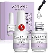 Saviland 2 x 15ml Nagelkleber mit Pinsel - 4 in 1 Nagelkleber für Tips, Nagelkleber für Acrylnäge...