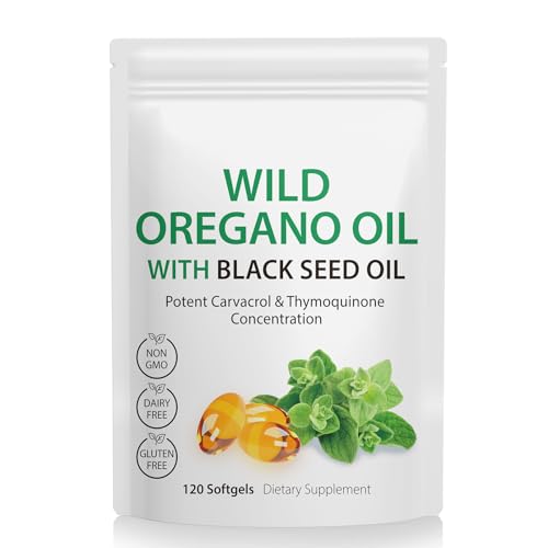 120PCS Oil of Oregano with Black Seed Oil Boosts Immune Oregano Oil Capsules Organic Chlorophyll Fast Absorption GMP Certified