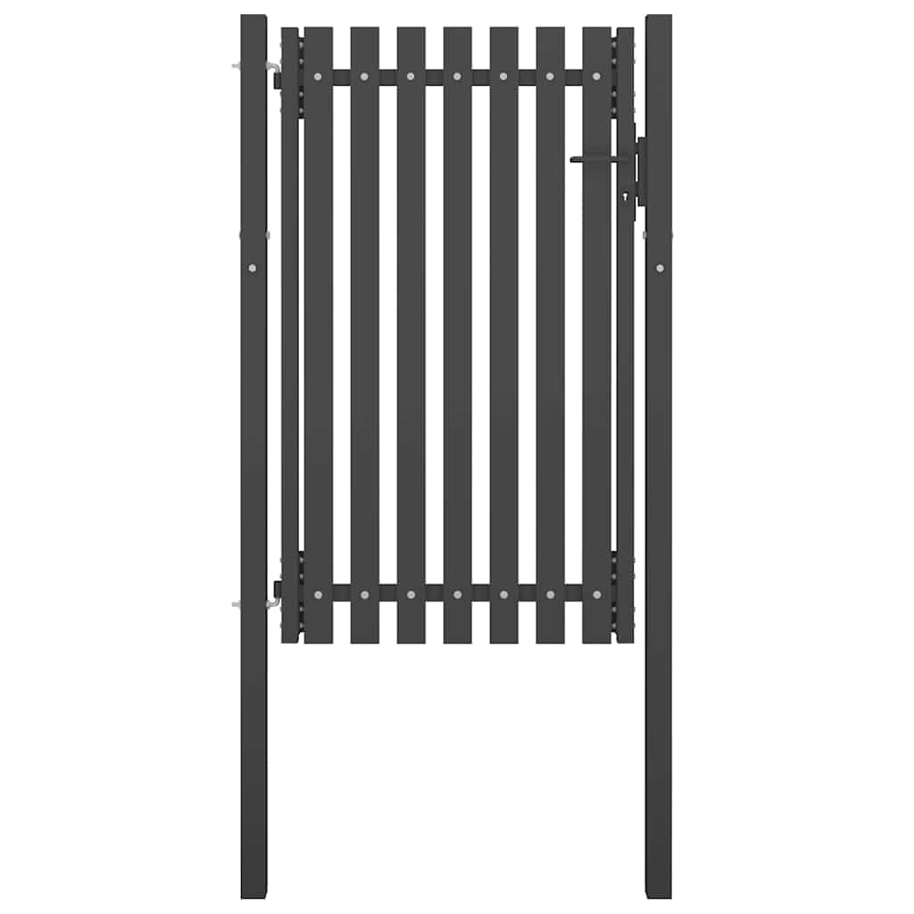 Puerta de jardín de acero antracita de 100 x 150 cm con postes y cerradura de seguridad