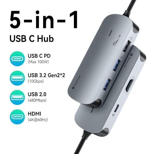 Yottamaster 5-in-1 USB C to HDMI Adapter with 4K@60Hz HDMI,100W PD,3 USB A - image 2