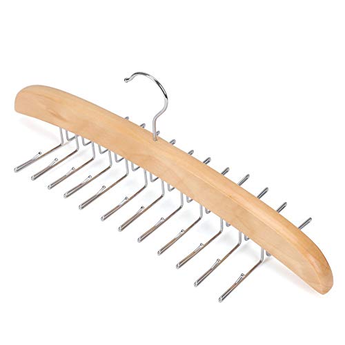 Ezoware 2 Pack Tie Belt Hangers, Wooden Adjustable 24 Clip Racks Holder Hook Storage Hanging Organizer For Mens Closet Accessories - Beige #TOP6