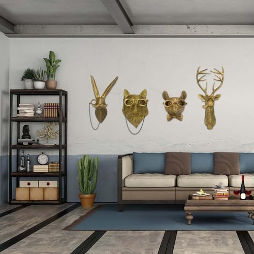 Juedawyal Animal Head Wall Art Decor,Rabbit Head Resin Animal Wall Mount Art Decor Bronzed Wall Hanging Ornaments Art Wall Sculptures Home Decoration Statue Gifts For Bedroom thumb #5