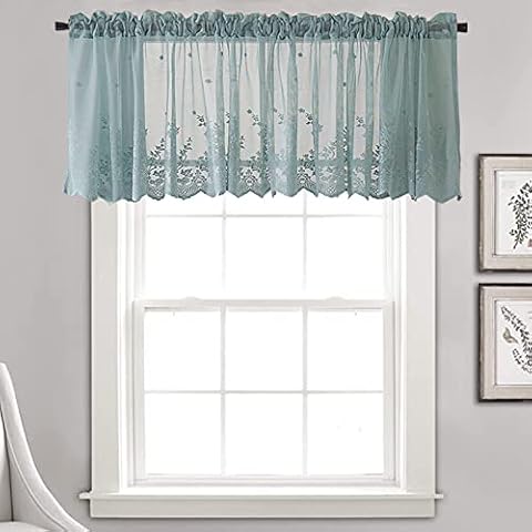 Cortina de encaje floral Yuaxme con cenefa de ventana corta Cover