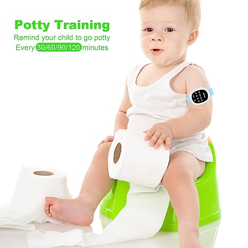 Tinyimi Wireless Bedwetting Alarm Potty Training Watch & Band with Sound & Vibration & Timer Setting for Baby Elder and Nannies Family Nursing Workers (Blue)