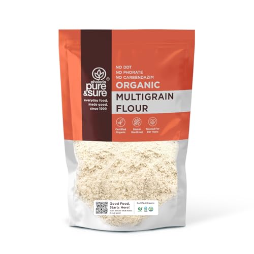 Pure & Sure Multigrain Flour (Atta) 2Kg | 6-in-1 multigrain flour with wheat, soya, maize, besan, psyllium husk & more, diabetic-friendly, 20% lower GI , high protein & fiber, healthy weight - (1kg x Pack of 2)