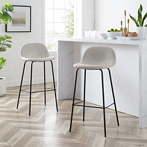 Crosley Furniture Cf501729-Ol Riley Bar Stool (Set Of 2), Oatmeal/Matte Black #TOP4