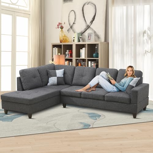 Lostcat -- 103 Inch W Sectional Couches For Living Room Couch Set, Linen Modular Sectional Sofa For Living Room Furniture Sets thumb #7