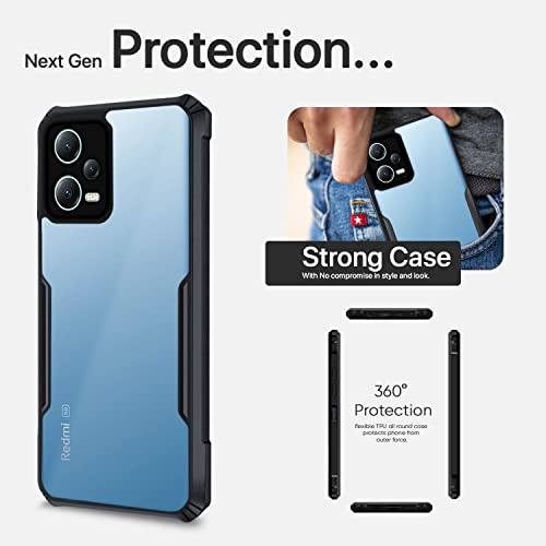 Image of Pikkme Redmi Note 12 Pro Plus 5G Back Cover | Crystal Clear Transparent Back | Ultra Hybrid | Full Camera Protection | Raised Edge | Bumper Back Case (Black)