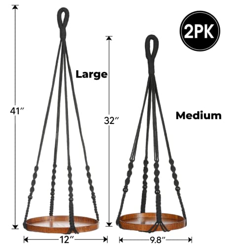 Shineloha 2 Pack Macrame Plant Hanger | Hanging Planters For Indoor Plant, Indoor Hanging Planter Shelf | Plant Hanger, Hanging Plant Holder, No Plant/Pot Included (Black) (1 Large+ 1 Medium)… #TOP2