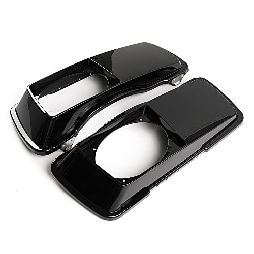 Tapas para altavoces de alforjas para motocicleta, color negro, compatibles con Harley Davidson Touring (1994-2013), modelos FLHR, FLTR, FLHX, Road Glide, Road King, Ultra, Street Glide, Electra Glide, Softail, DYNA y Sportster miniatura 1