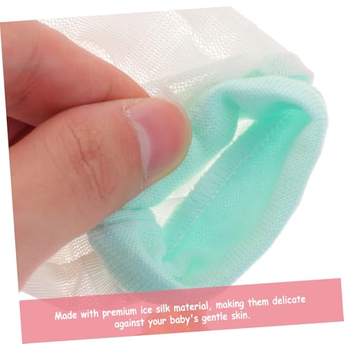 2Pairs Adjustable Ice Silk Mittens Breathable Scratch Gloves for Newborns Compact Mitten Yellow and Green for Summer Use3