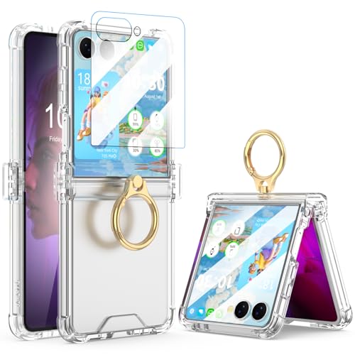 Galaxy Z Flip 7 Case with Screen Protector Hinge Protection Clear for Samsung Flip 7 Case with Kickstand Protective Cover for Samsung Galaxy Z Flip 7 5G (2025) - Clear