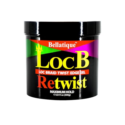 Loc B Retwist Loc, Braid, Twist, Edge Gel for Natural, Relaxed, Dry, Dull, & Brittle Hair (17.63 oz) - No Flaking, No Whitening, Fast Drying, High Shine, Maximum Hold - Last Up to 48 Hrs