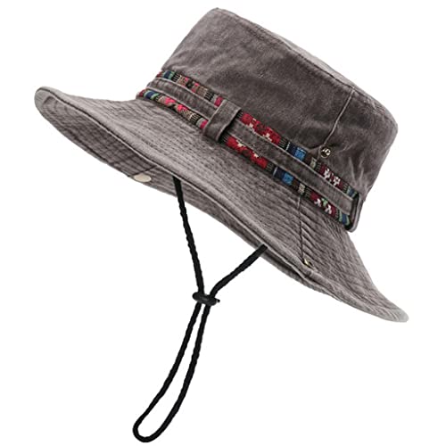 Chapeau bucket en coton pour homme YXWYXWA bob été anti-UV grand bord