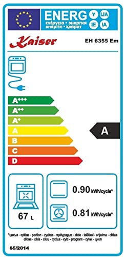 Kaiser Backofenset EH 6355 Em + KCG 6380 Turbo, Autark, Retro Einbau Backofen Set, 8 Funktionen + Einbau Gas Kochfeld 60 cm, Schwarz Glas, Erdgas/Propangas, 3,8kW WOK – Bild 5