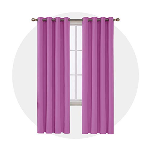Image of Deconovo Thermal Insulated Window Treatments Grommet Top Blackout Room Darkening Curtain Bedroom, 52 x 84 in-1 Panel, Fuchsia Pink