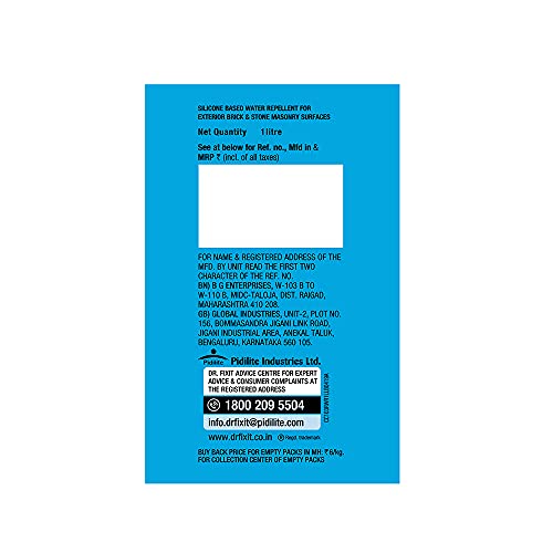 Image of Dr. Fixit 103 Repellin Wr, 1 Litre - Silicone Based Water Repellent For Exterior Brick, Stone Masonry Surface, Concrete, Mortar, Requires No Dilution