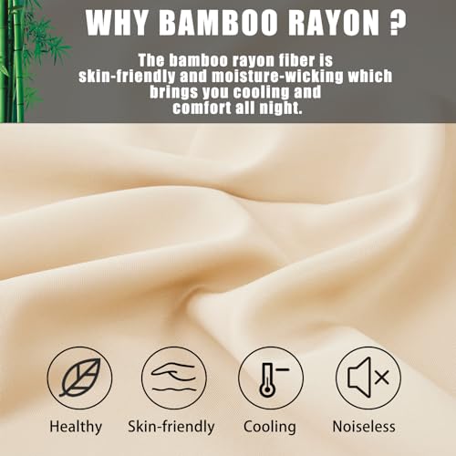 Image of Body Pillow Cases Cover, Bamboo Rayon Body Pillowcases with Zipper Closure, Cooling and Breathable Pillow Case for Hot Sleepers and Night Sweats, 20x54 inches, Khaki