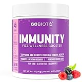 GOBIOTIX Vitamin C - Immune Defense Support Supplement - Immunity Powder Wellness Booster - Vegan Superfood - Elderberry, Turmeric, B12 Vitamin Supplement, Non-GMO and Sugar Free (Berry)