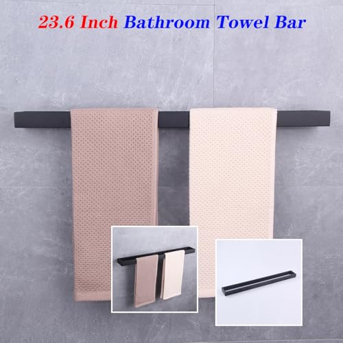 GERZWY 24-Inch Bathroom Towel Bar Stainless Steel Bath Towel Rack Contemporary Style Wall Mount Matte Black HG1701(60)-BK - Image 5