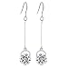Neoglory Jewelry White Crystal Made with Swarovski Element Long Fish Hook Drop Earrings 2 inches Valentines Day Gift