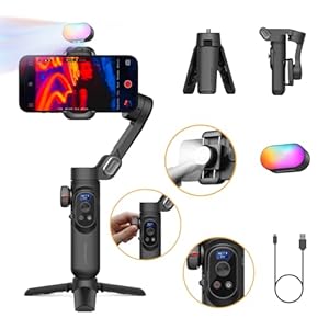 3-Axis Gimbal, Gimbal Stabilizer for Smartphone w/RGB Magnetic Fill Light Phone Gimbal for iPhone/Android Foldable iPhone Gimbal w/Upgraded Face Tracking Vlog Recording-Smart X Pro Kit