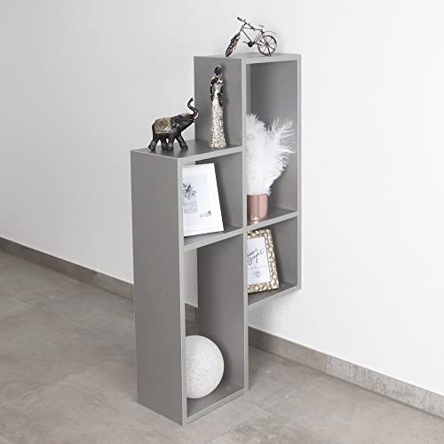 Wandregal Ricoo 100 x 53 x 20 cm in Grau aus Holz WM051-PL
