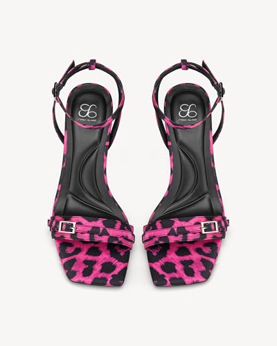 Women's Leopard Stiletto Sandals - Fashionable Square Toe Lace-Up Evening High Heels for Parties & Summer2