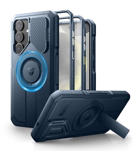 Image of Dexnor for Samsung Galaxy S25 Plus Case with Camera Cover & Adjustable Kickstand & Built-in Screen Protector, Magnetic Rugged Shockproof Bumper Cases Heavy-Duty Protective Cover (2025),Navy Blue